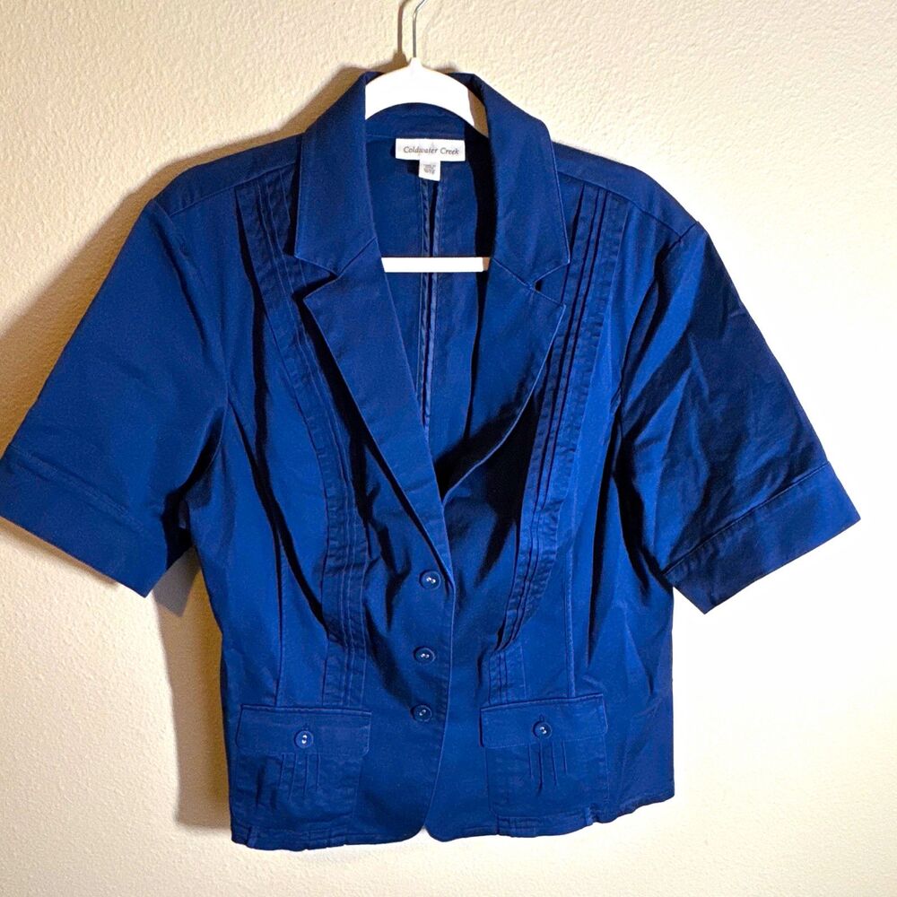Coldwater Creek Women’s Blue Short Sleeve Button Jacket